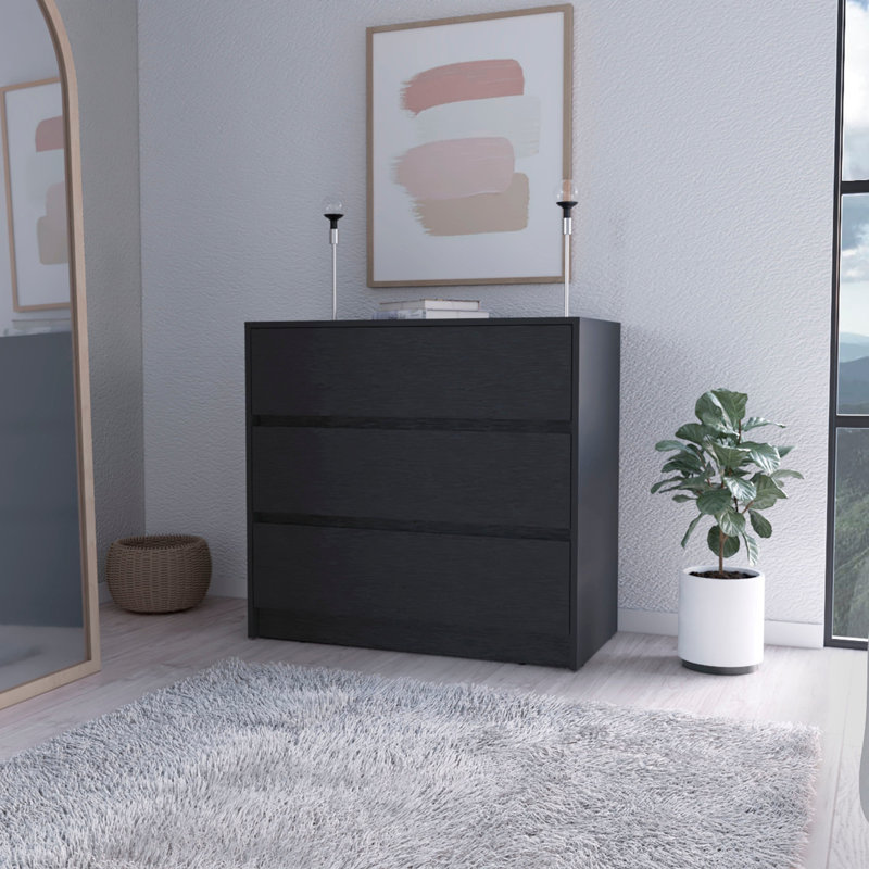  Commode 3 tiroirs noire 33 po