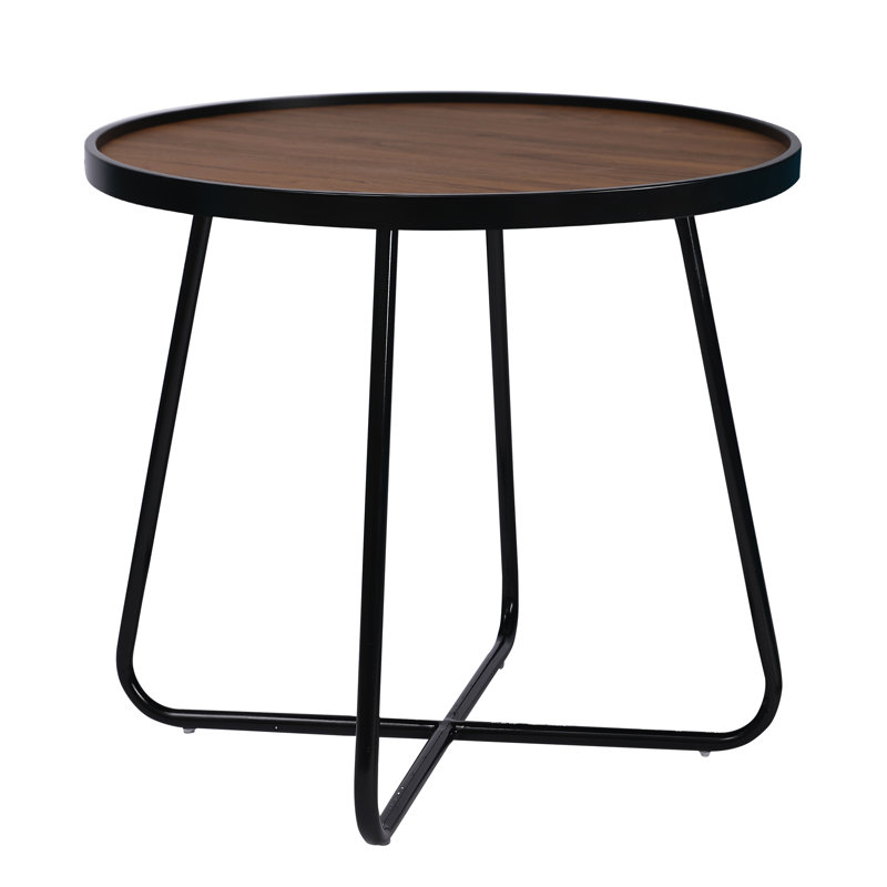 Round Walnut Wood Sable Edge End Table, 21.46" H x 23.62" L x 23.62" W