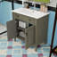 Meuble-lavabo rustique avec lavabo en céramique, tablettes réglables et portes à fermeture en douceur-1136349800