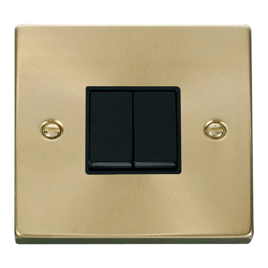 Satin Brass 10A 2 Gang 2 Way Light Switch