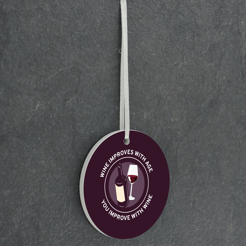 Carley Improve With Wine Circle Shaped Ceramic Ornament Bauble