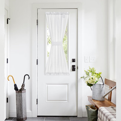  Door Curtain for French Door, Thick Linen Blended Light Filtering Solid Rod Pocket Window Cover for Glass Patio, 1 PC