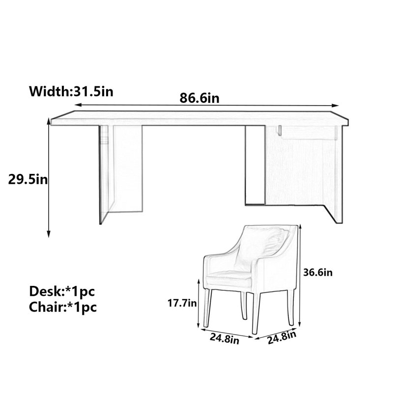 Italian Minimalist Wood Desk with Hollow Design