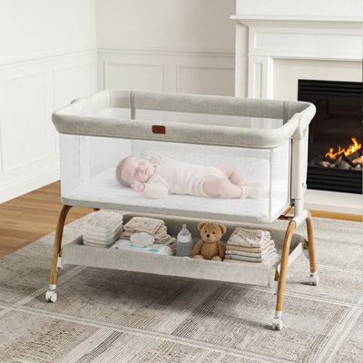 3-in-1 Baby Bassinet Bedside Sleeper with Soft & Breathable Mattress, Full-Mesh Sides and 6-Height Adjustable