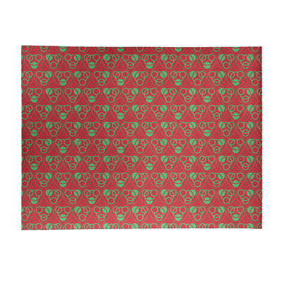 Tapis de zone rouge/vert fait main géométrique