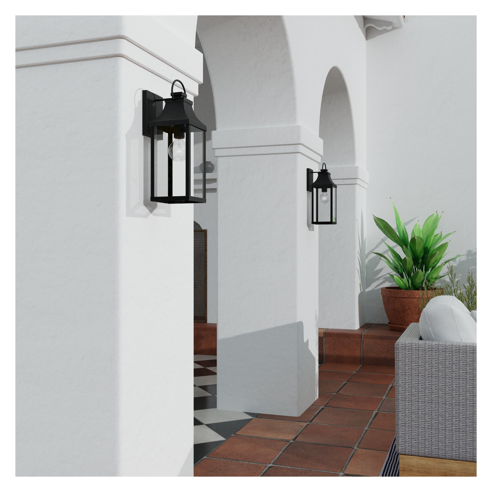 Single Light Outdoor Wall Light, Black