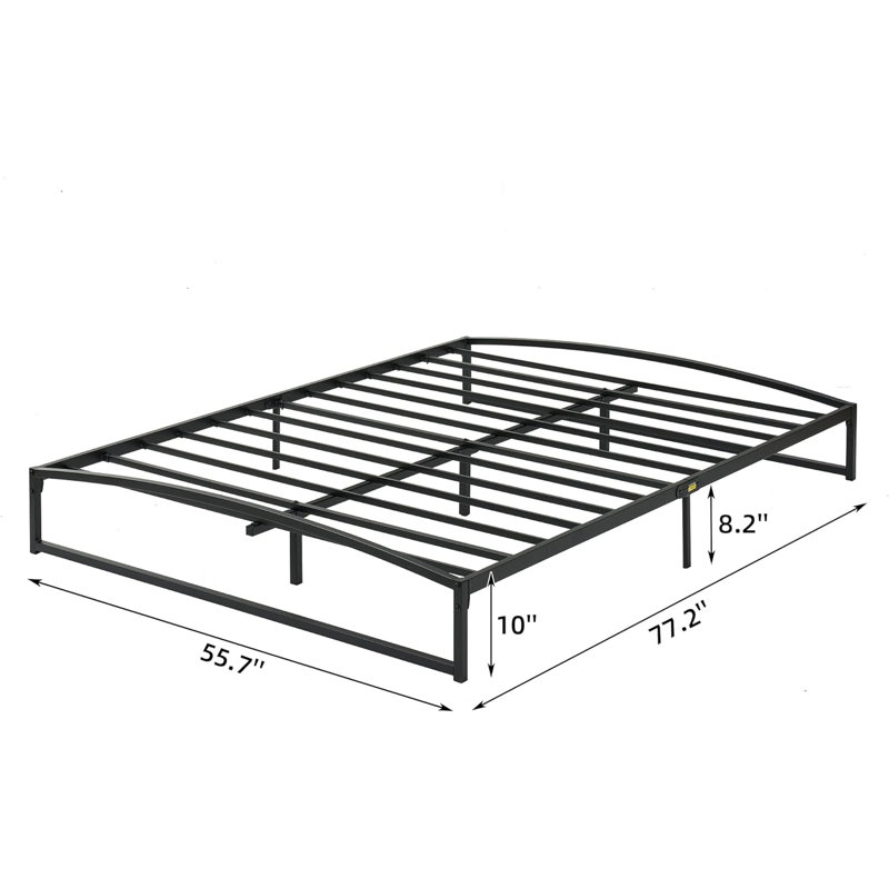 Bed Frame with Velvet Headboard Wingback and Deep Button Tufted Headboard, Full