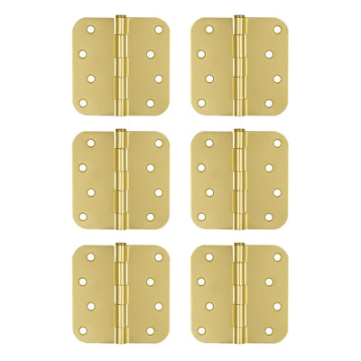Charnières de porte pour portes intérieures Design House 189522 - ensemble de 6 charnières de porte arrondies en acier arrondi de 5/8 po - laiton antique - convient aux portes standard