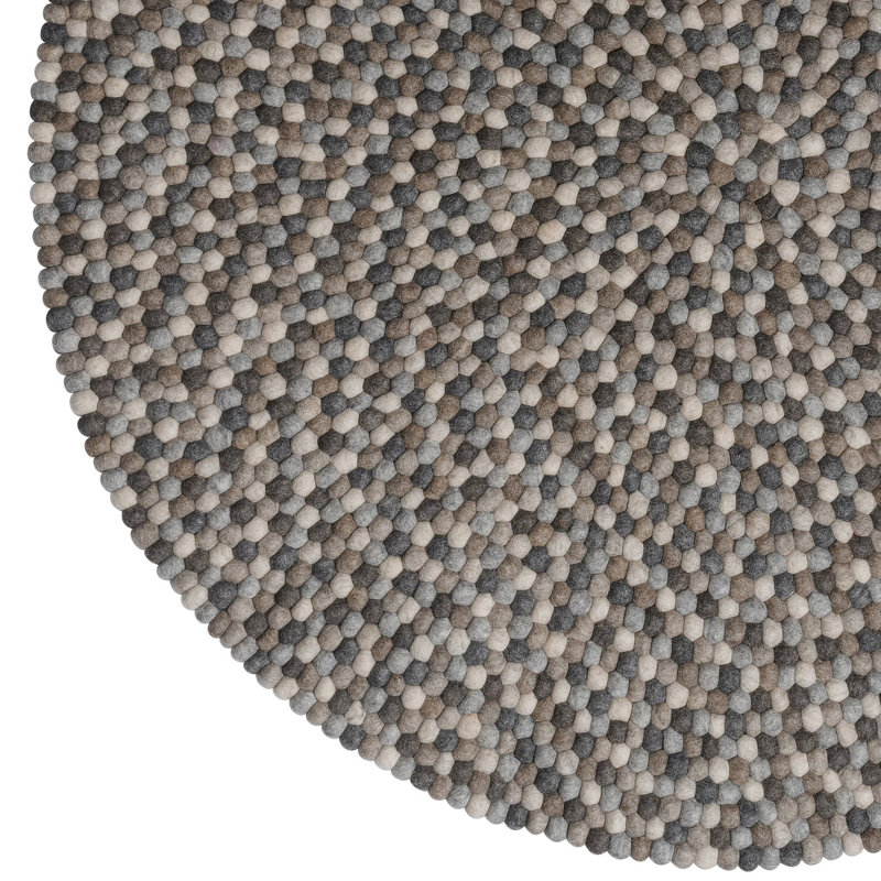  Tapis rond en laine tricoté à la main MODWOOL 47 po (galets neutres)