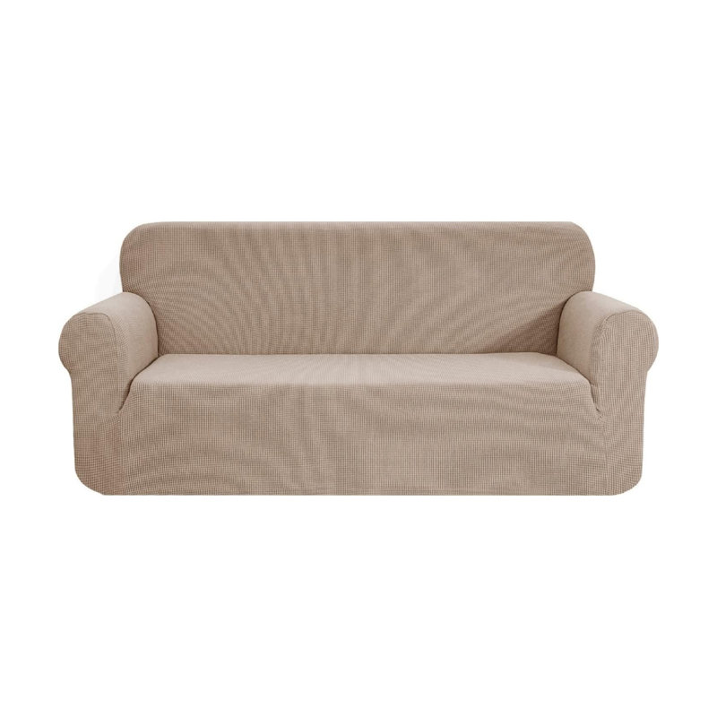 Box Cushion Sofa Slipcover, Brown