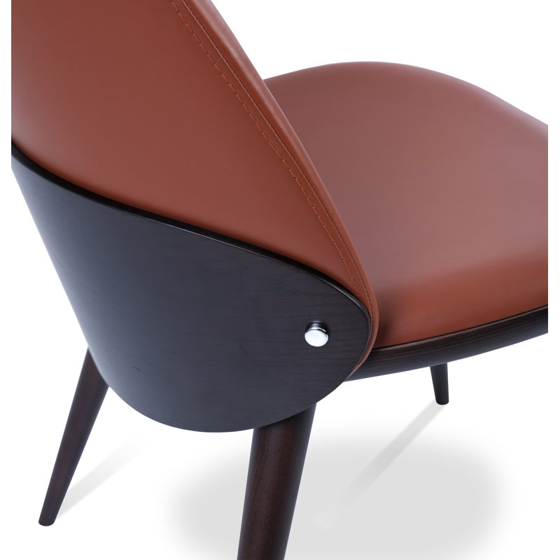 Chaise d'appoint rembourrée en bois massif Scheinuk, Cannelle