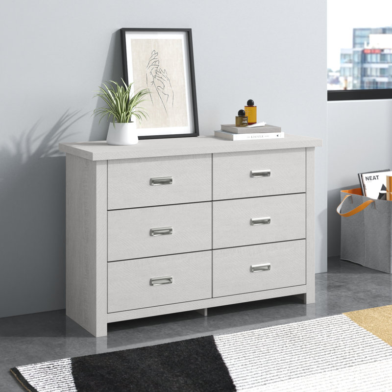 Khiri 6 Drawer 46" W Dresser, Dusty Gray Oak