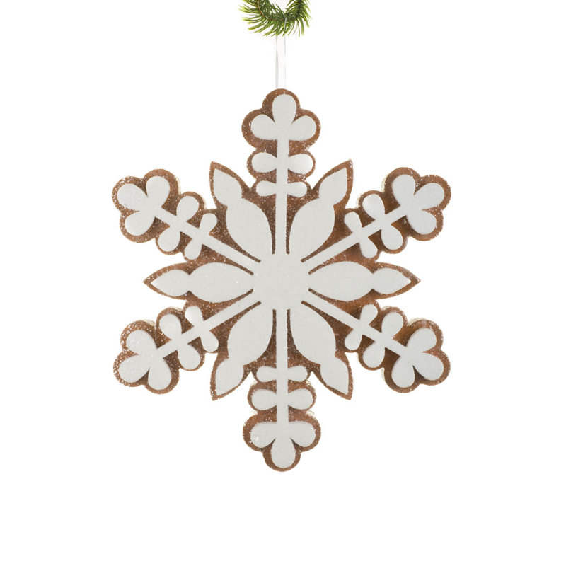 Flocon de neige blanc en biscuit pain d'épice blanc, H 15 po x l 13 po x P 2,5 po