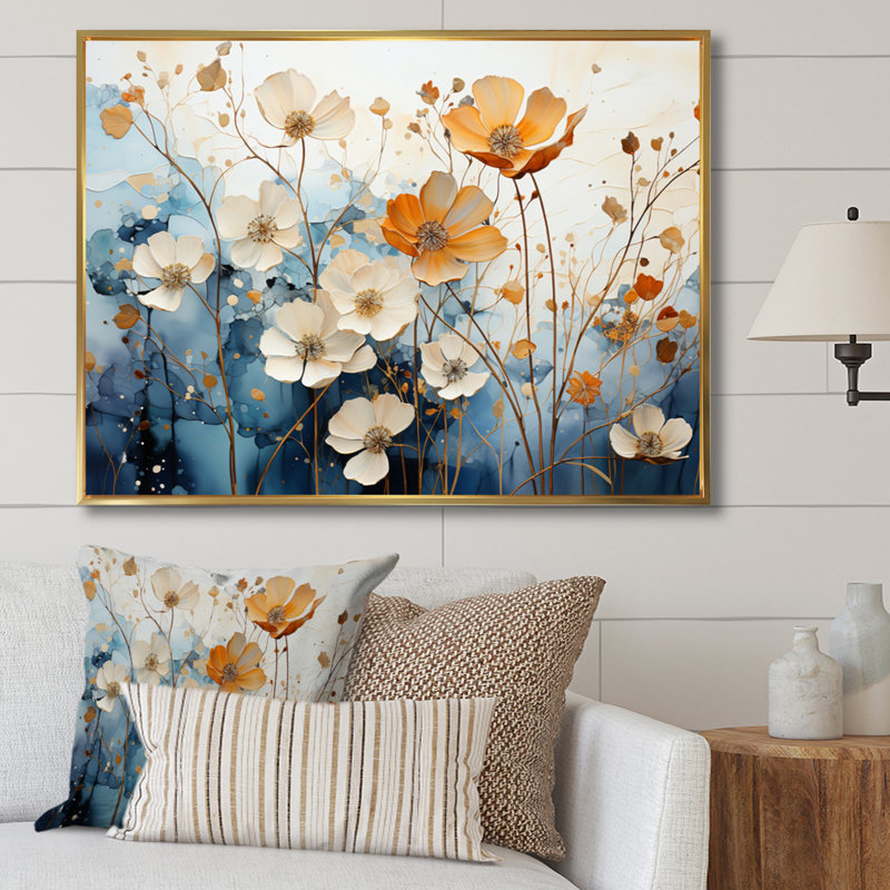 «Blue Teal», reproduction d'art sur toile encadrée, H 12 po x l 20 po, Cadre photo blanc