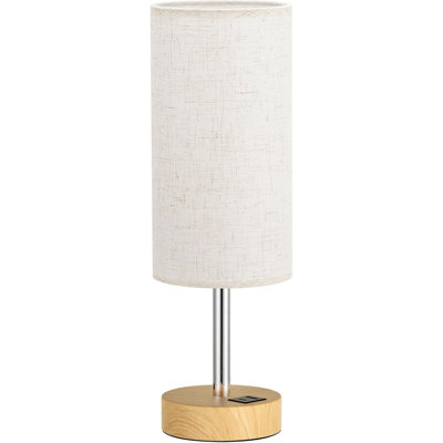 Touch Bedside Table Lamp With USB - 3 Way Dimmable Wood Lamp For Bedroom Nightstand, Desk Lamp With Charging Station For Dorm, Living Room, Office, Kids Room
