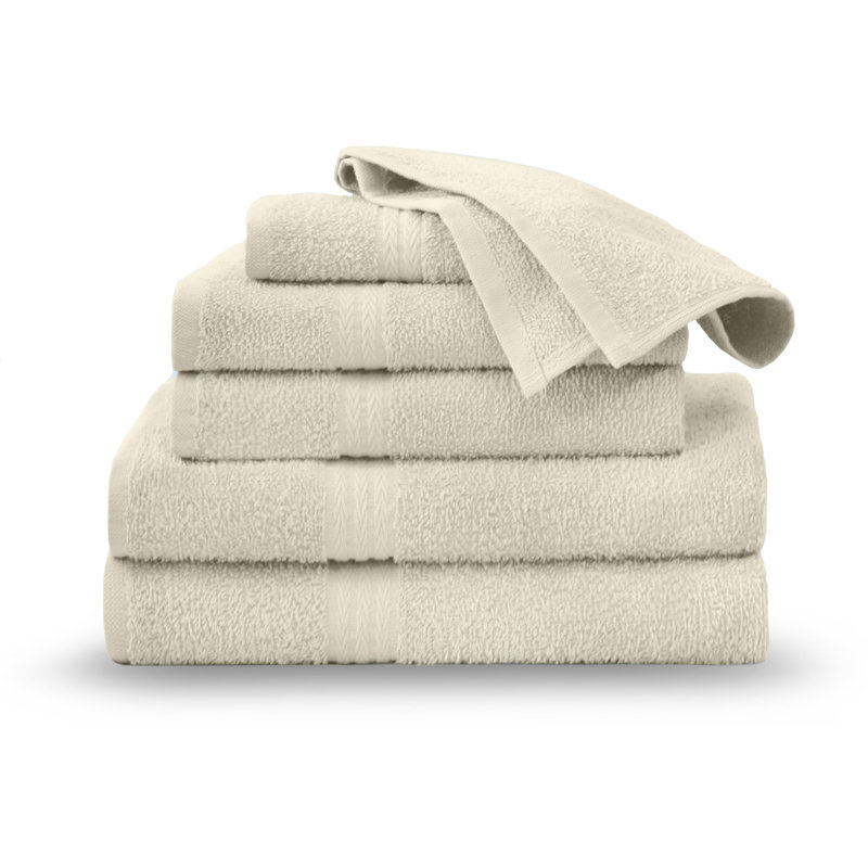 Martex Easy Living The Everyday Towel 6 Piece Set 6 - Piece 100% Cotton Multi-Size Set Guest Room Case Pack, Ivory