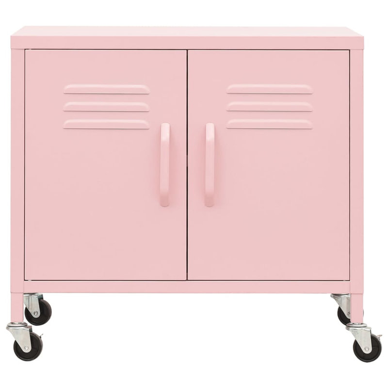 Storage Cabinet Freestanding File Cabinet with Shelves for Office Steel, Pink