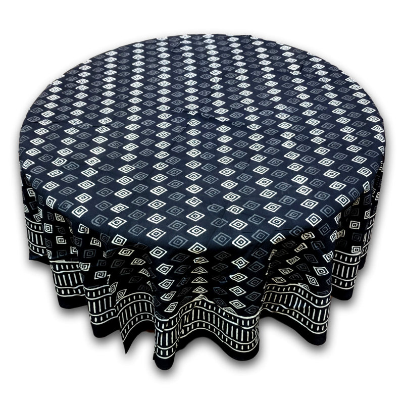 Nartuni Geometric 100% Cotton Tablecloth, 72" Round