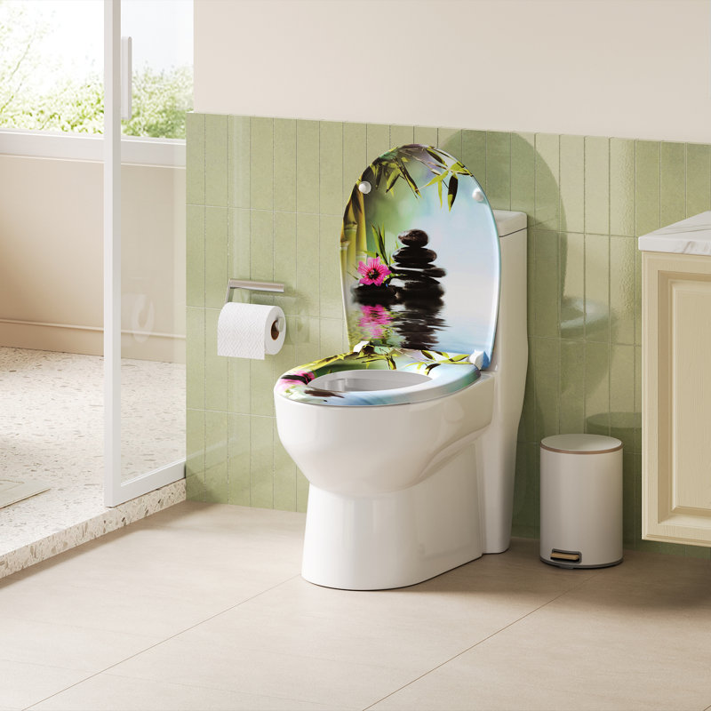 O-Shape Soft-Close Toilet Seat With Quick-Release Function And Decorative Motif, Top Or Bottom Mounting, 175Kg Load Capacity
