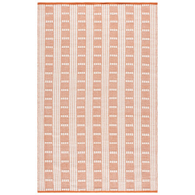 Vermont 951 Flatweave Wool/Cotton Geometric Rug in Orange/Ivory