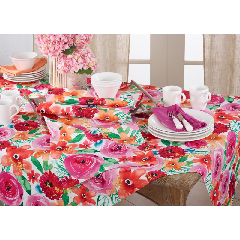 Alyshia Santa Monica Floral Print Tablecloth, 65" L x 65" W