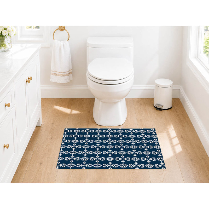 Tapis de toilette rectangulaire antidérapant et absorbant Cassia, 24" W x 17" L, Blue