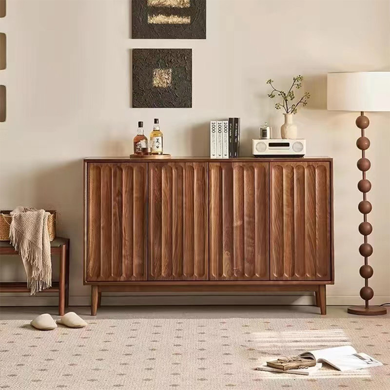 Walnut Solid Wood Sideboard, 39.37" H x 62.99" W x 15.75" D