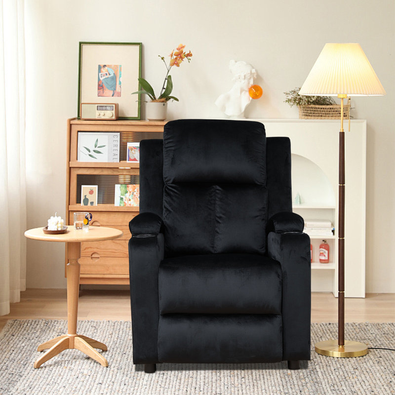 31.5'' Wide Recliner with  Cup Holder, Black