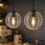 Luminaire suspendu 1 lumière à intensité variable avec globe en verre nervuré pour salle à manger (ensemble de 2)
