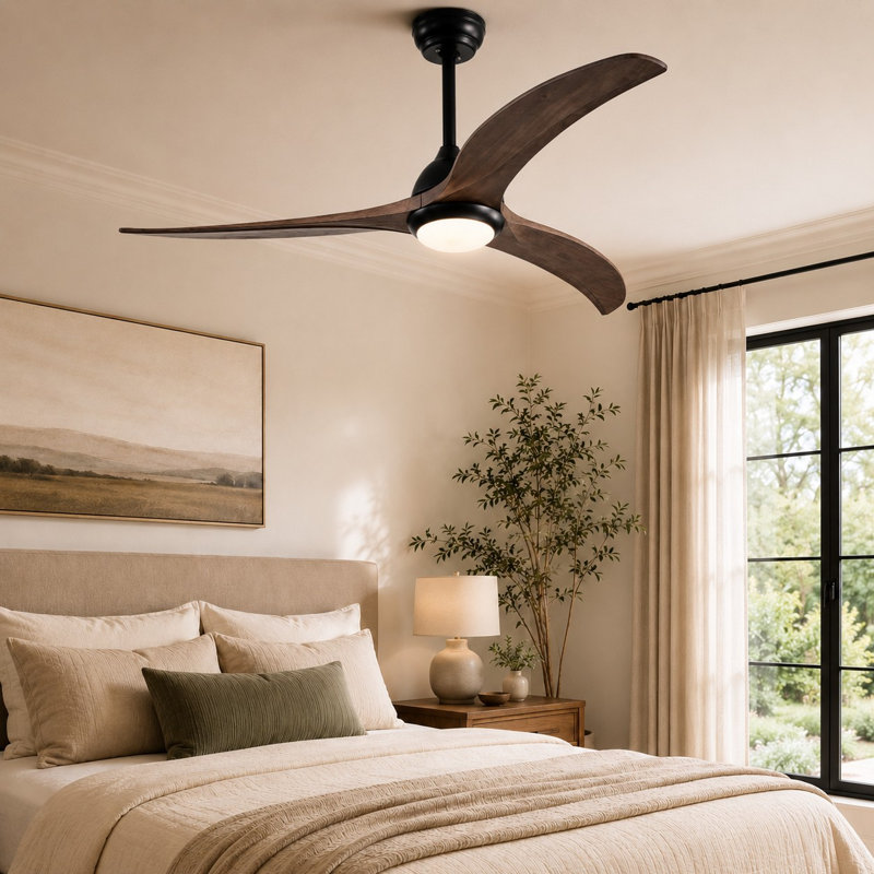 Ventilateur de plafond standard à DEL à 3 pales de 52 po avec télécommande et ensemble d'éclairage inclus