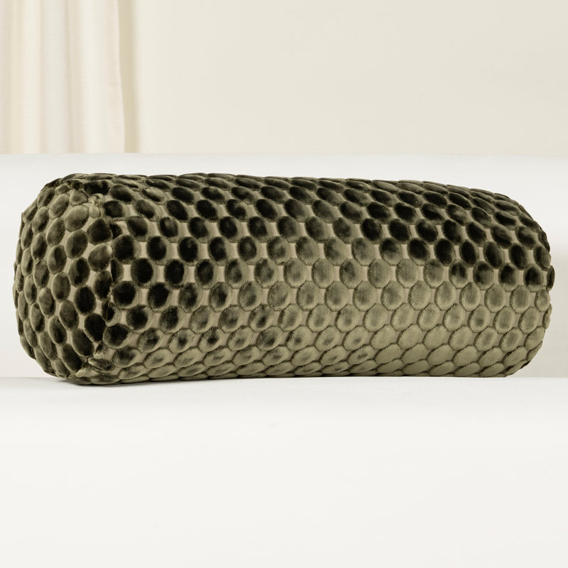 Oreiller en velours Nirvan, Vert, Polyester, Traversin H 8 po x l 21 po