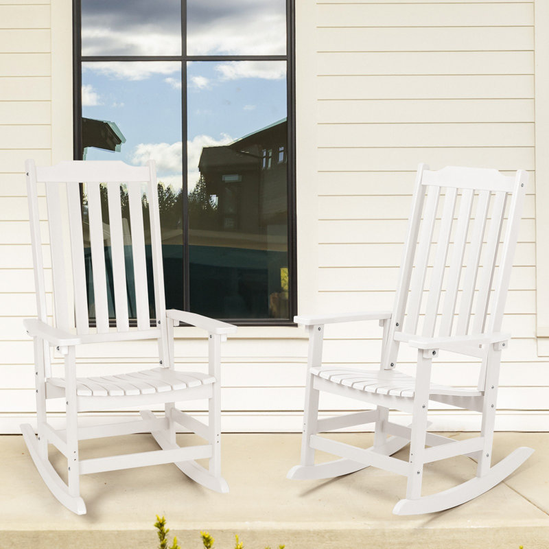 Chaise berçante d'extérieur Bertsche, Blanc, 4