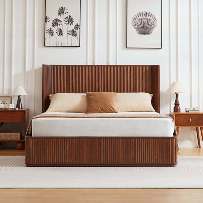 Wave Wood Headboard Platform Bed