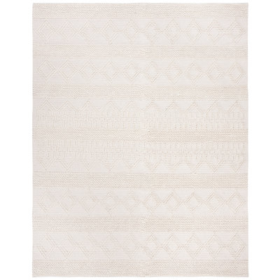 Natura Hand Woven Wool/Cotton Geometric Rug in Ivory