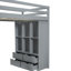 Lit mezzanine simple gris avec tablettes soignées, bureau et bureau DEL intelligemment conçus et lampe