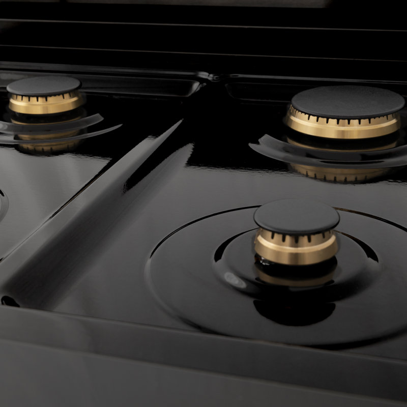 ZLINE Autograph 30" Legacy Dual Fuel Range, Gold Black Stainless Steel