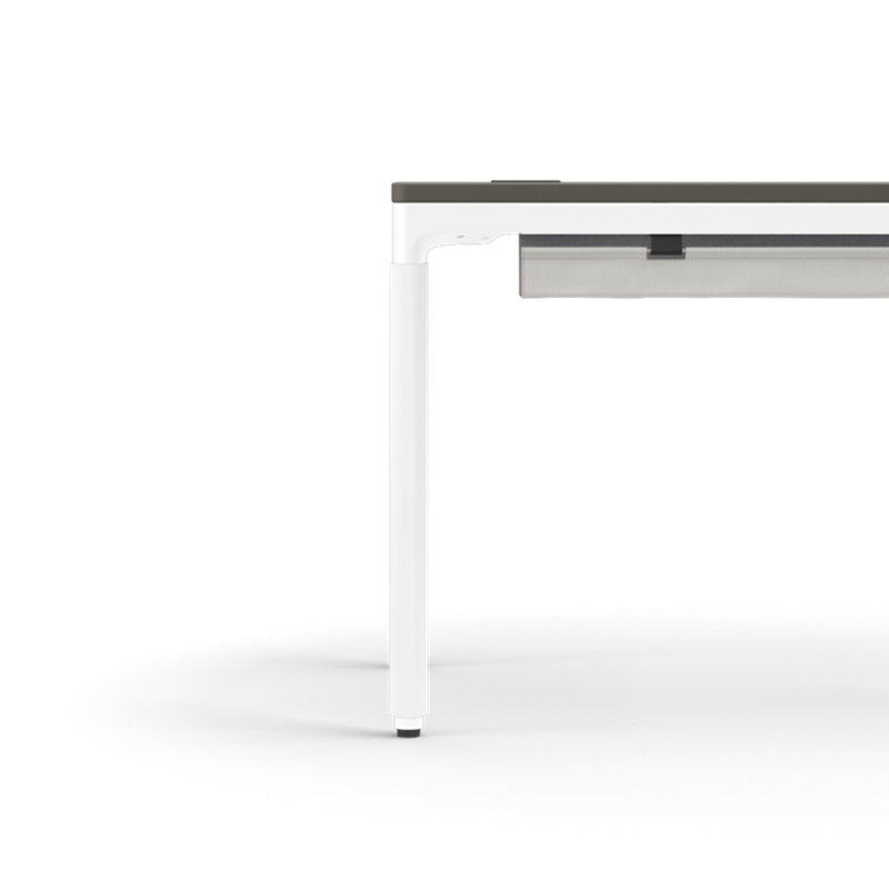eFloat Quattro, 23 in. D x 58 in. W Sit-Stand Desk with Carbon Black Base, Carbon Black Painted Wood Top, and Black Salzburg Leather Cable Manager