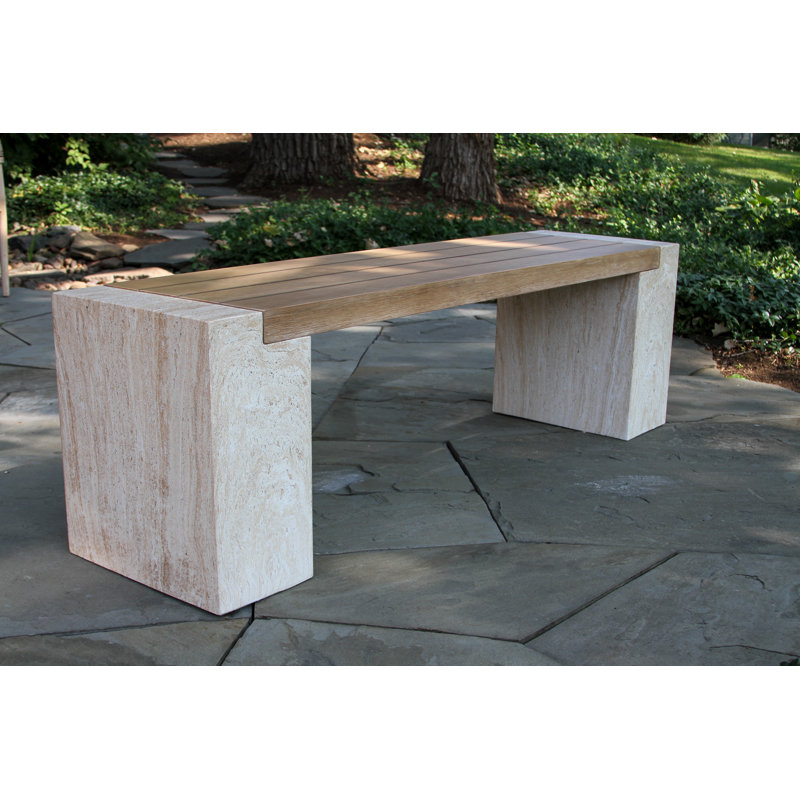 Banc en Eucalyptus et composite Lochland, Travertin / naturel