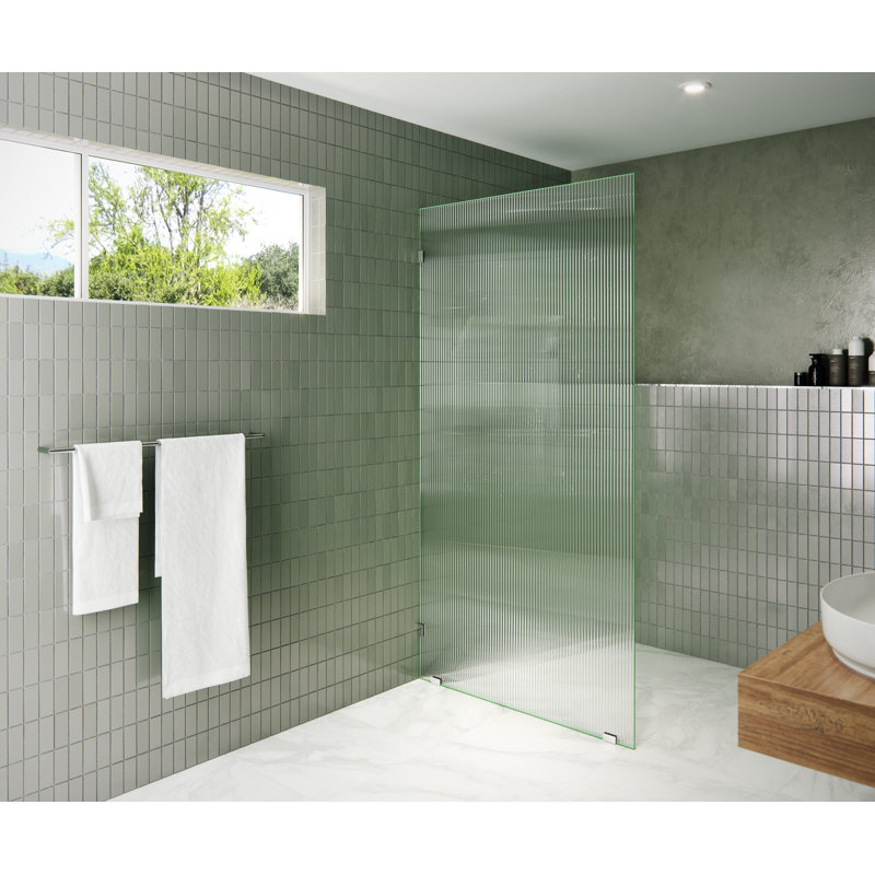 Gaia 40 in. x 78 in. Frameless Fluted Single Fixed Shower Panel, Polished Chrome