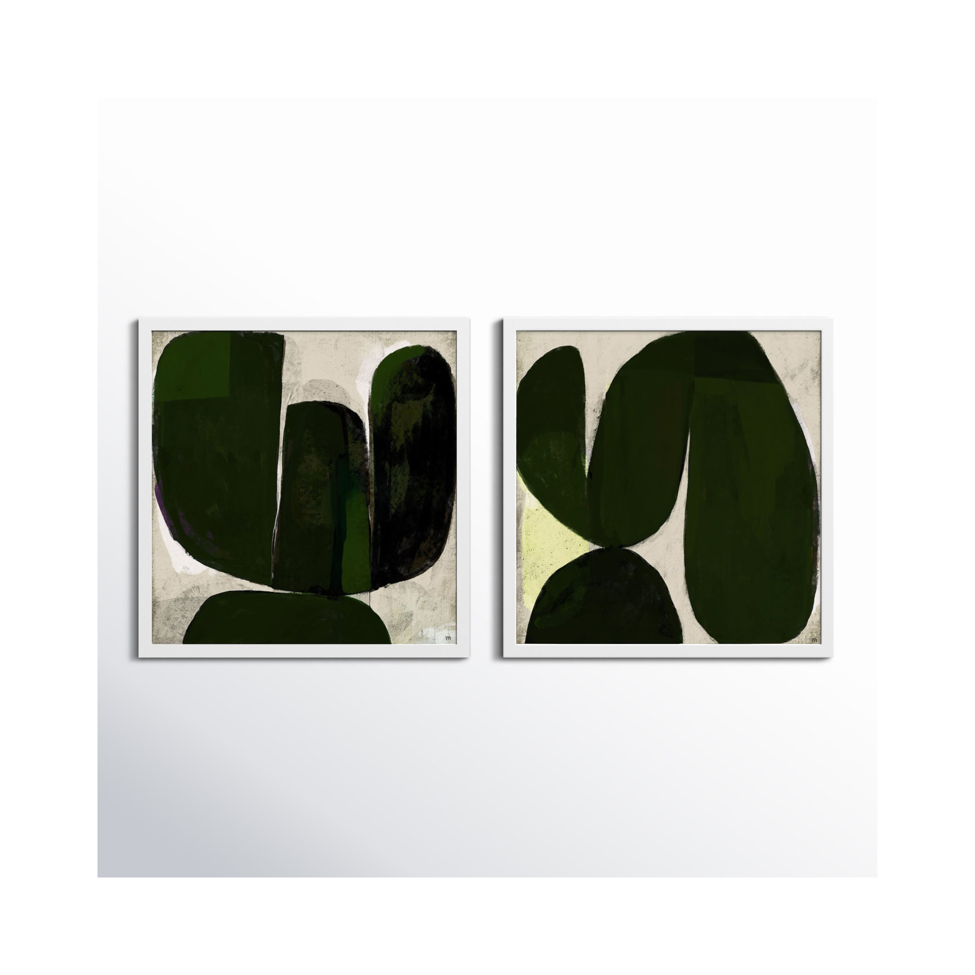 Succulent Set Of 2 by StudioM, 36" H x 36" W x 1.25" D, White