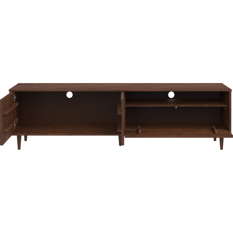 Boblitt Unfinished TV Stand for TVs up to 65", Dark Brown Wood