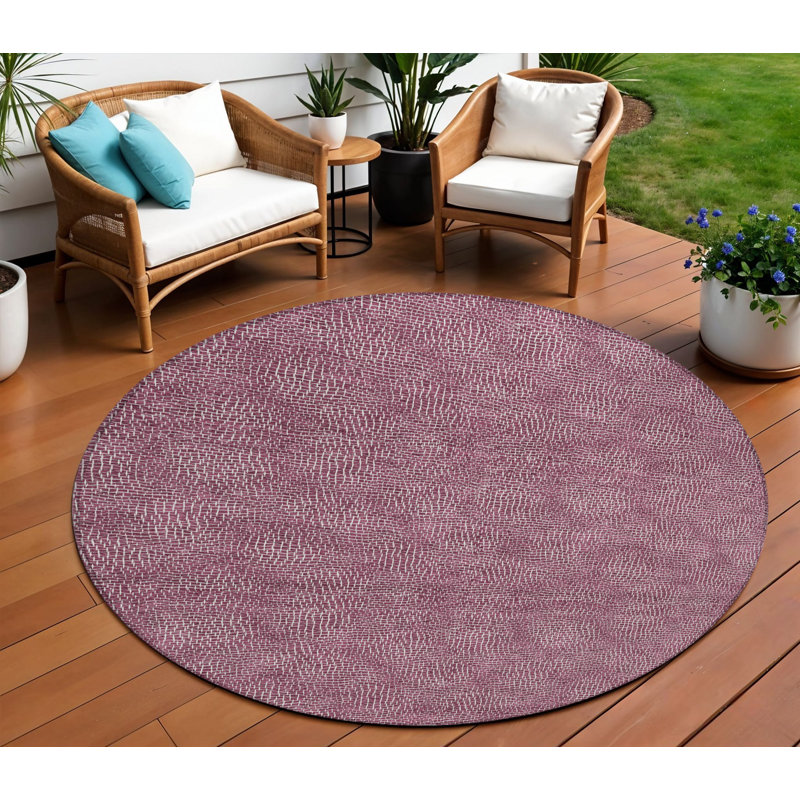 Tapis rond intérieur géométrique lavable 8 pi aubergine