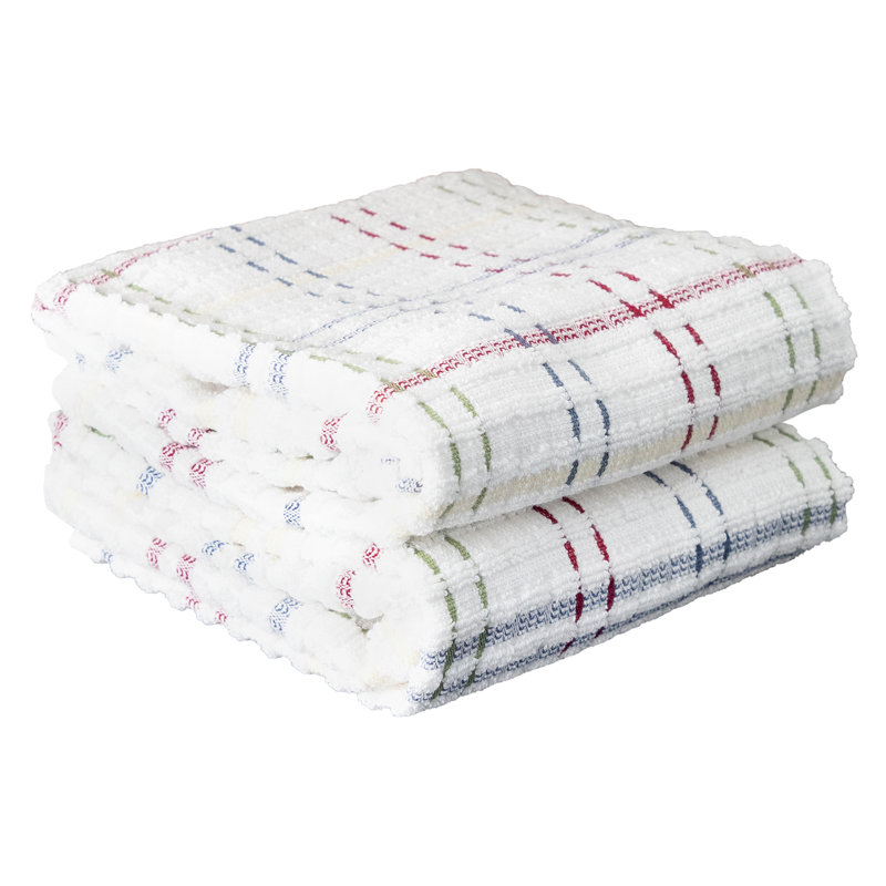 Cotton Plaid Waffle Tea Towel Kitchen Towel, Paprika
