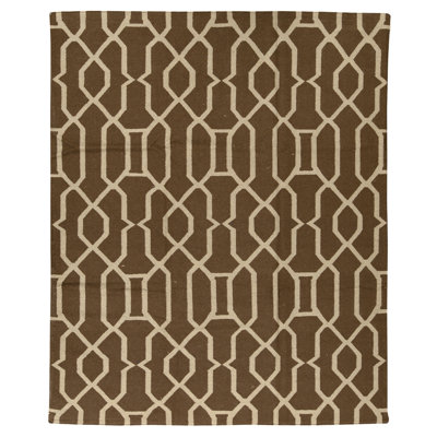 Tapis rectangulaire en laine à tissage plat