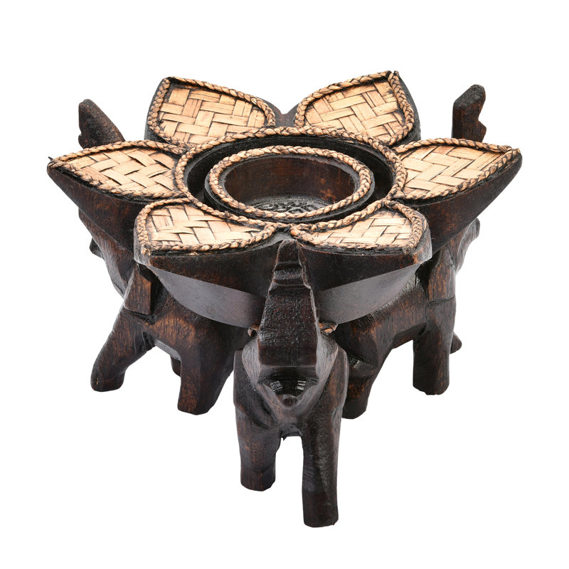 4'' H Wood Tabletop Tealight Holder