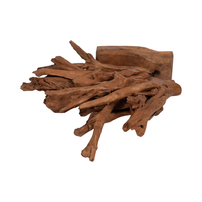 Canoga Wood Sculpture Natural Wood Hand-Carved Fish Design 31" Brown Coastal Decor for Home Living Room Bedroom or Office Accent