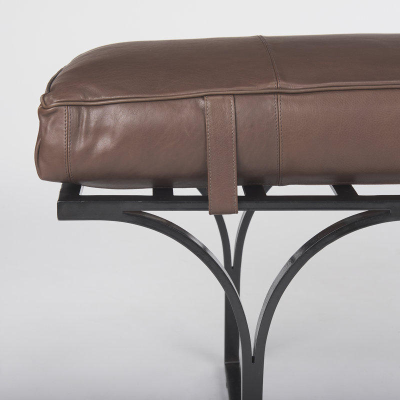 Magnolia Upholstered Bench, Cocoa Genuine Leather