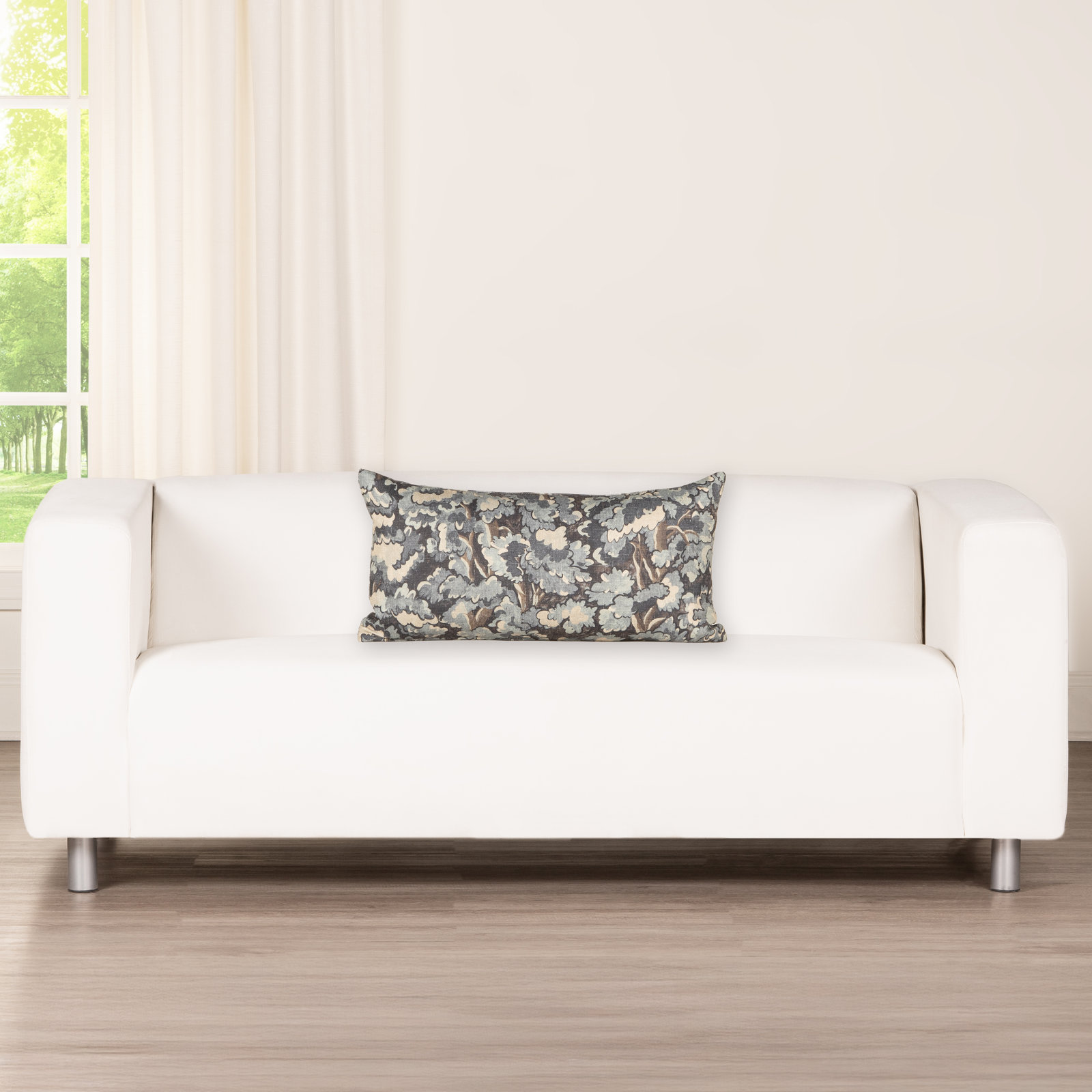  Cascade Abstract Botanical Accent Pillow, Blue, Polyester, Rectangle 14"H x 26"W