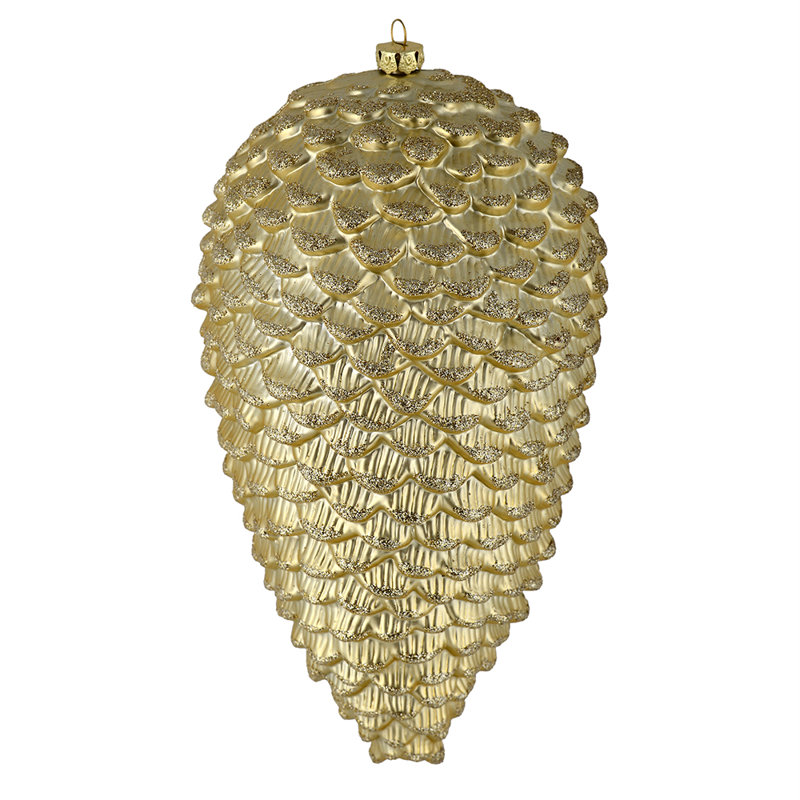 Ornement de Noël pomme de pin mat scintillant, Champagne