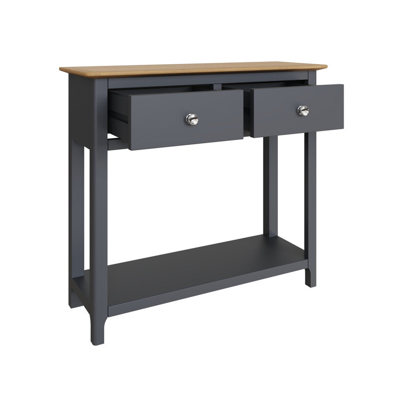 Casiano 85cm Solid Wood 2 Drawer Console Table, Blue